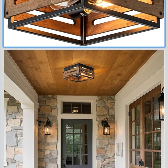 Rustic Black and Brown Ceiling Light Fixture - Picture 5 of 5